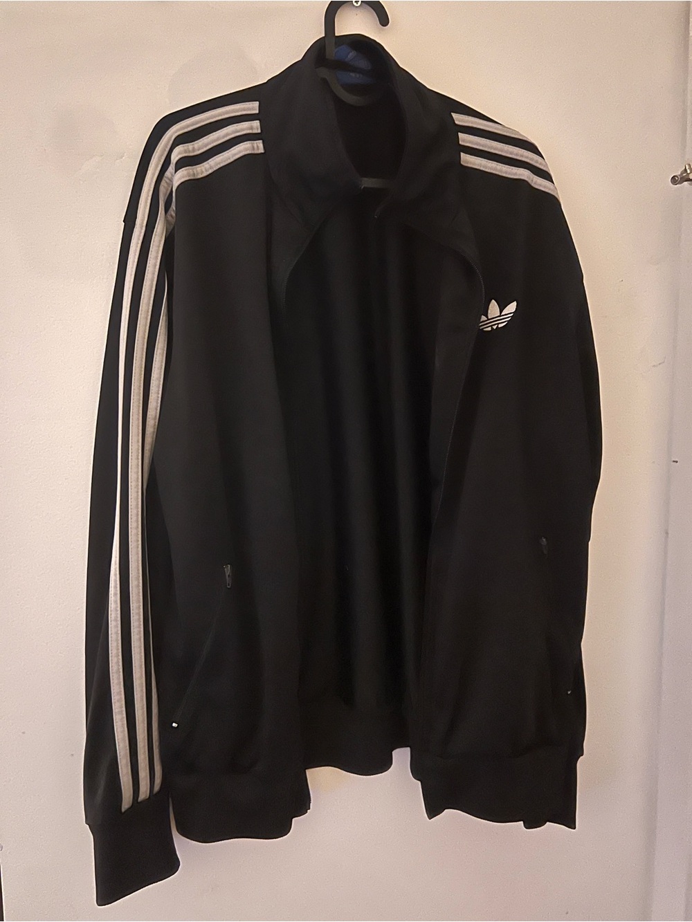 adidas Originals Black Track Jacket with White Stripes